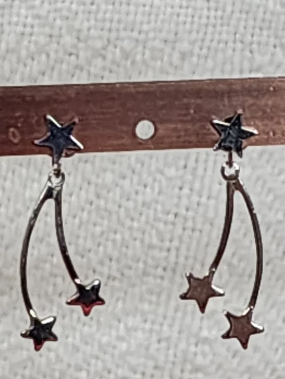 Avon Vintage Silver Tone Double Shooting Star Dangle with Star Stud Earrings